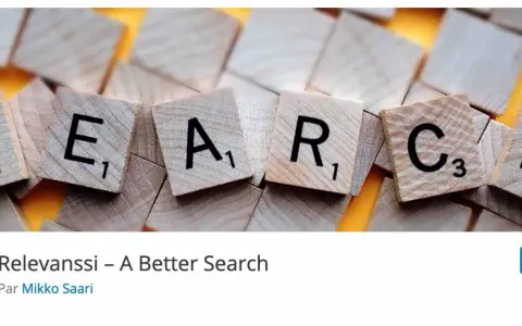 Lettres de Scrabble formant "SEARCH", suggérant une barre de recherche WordPress améliorée.
