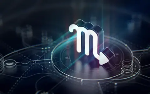 Symbol Skorpiona, który może wskazywać, jaki mam ascendent, na tle kosmicznej mapy.