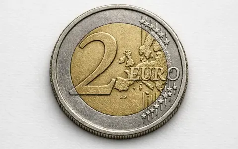 Pièce de 2 euros 2004, valeur faciale de 2€, avec la carte de l'Europe.