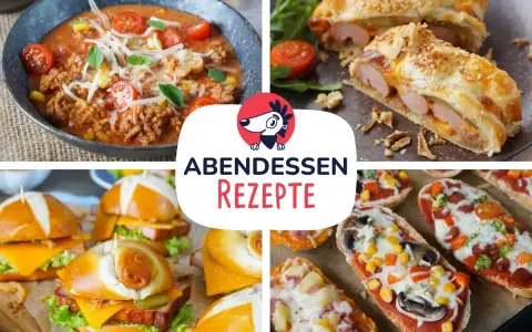 Herzhafte rezepte abendessen warm: deftige Suppe, Würstchen im Blätterteig, Mini-Burger und belegte Brote.