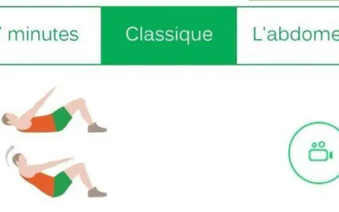 Exercice d'abdominaux classique pour le sport au bureau. 7 minutes pour un ventre plat.