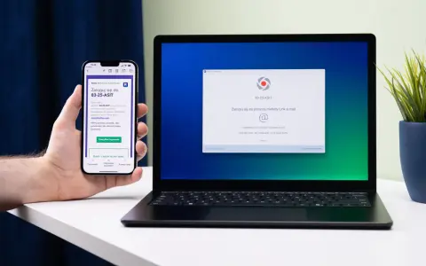 Telefon i laptop pokazują powiadomienia o logowaniu do 83-25-ASIT. Brak uwierzytelnienia.