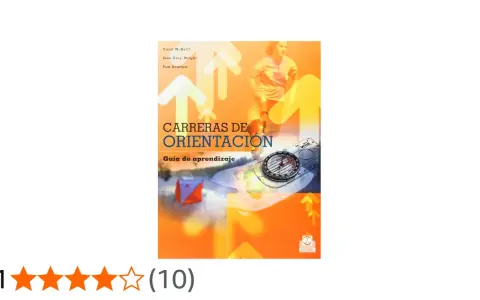 Libro "Carreras de Orientación: Guía de aprendizaje" con brújula y mapa.