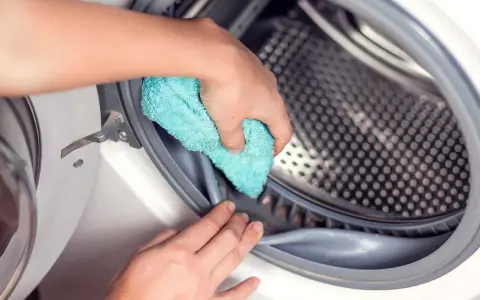 Limpiando la goma de la lavadora para eliminar el mal olor.