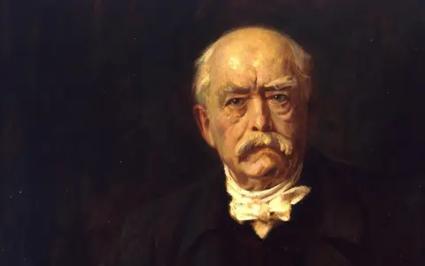 Porträt von Otto von Bismarck, dem Architekten der deutschen Einigung und Meister der Realpolitik. Sein Blick ist intensiv, sein Schnurrbart markant.