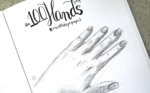 Szkic dłoni, część projektu "The 100 Hands". Jak narysować rękę krok po kroku.