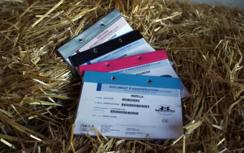 Documents d'identification pour chevaux, avec des informations SIRE et UELN. Ces documents sont essentiels pour le suivi et la gestion des équidés.