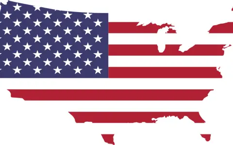 Mapa Stanów Zjednoczonych z flagą USA.