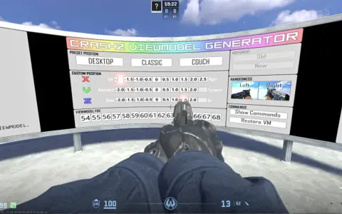 Generator viewmodel CS2 pozwala dostosować pozycję broni, jej pole widzenia i ręczność.