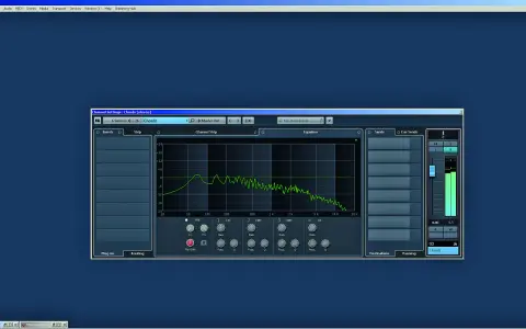 Ekran programu Cubase z panelem ustawień kanału "Chords". Widoczny jest korektor graficzny i suwaki głośności, co sugeruje proces **mixing music**.
