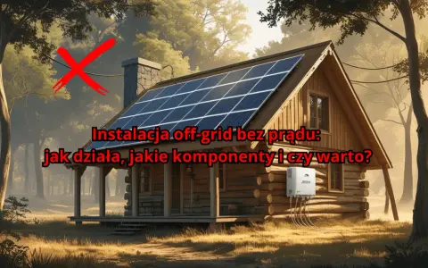 Drewniany domek z panelami słonecznymi na dachu. Instalacja off-grid zapewnia niezależność energetyczną.