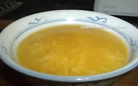 Tazón de sopa de pollo casera con fideos finos.