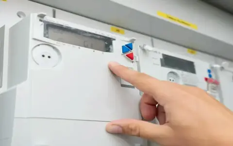 Dłoń naciska przycisk na liczniku energii elektrycznej, na wyświetlaczu widoczna jest taryfa G12n.