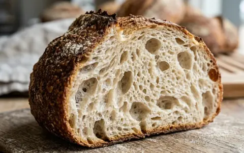 Une mie aérée et une croûte dorée pour ce pain au levain, parfait pour comprendre ce qu'est la farine T65.