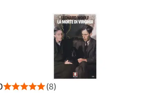 Copertina del libro "La morte di Virginia" di Leonard Woolf, con un ritratto di Virginia e Leonard Woolf con un cane.