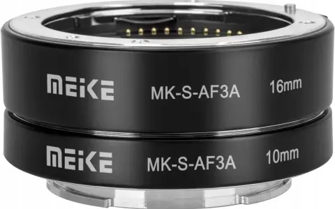 Dwa pierścienie makro Meike MK-S-AF3A o długości 16mm i 10mm, gotowe do zbliżeń.