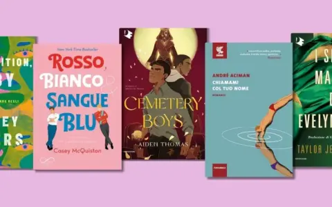 Cinque copertine di libri, tra cui "Detransition, Baby" e "I sette mariti di Evelyn Hugo", celebrano storie e personaggi LGBT+.