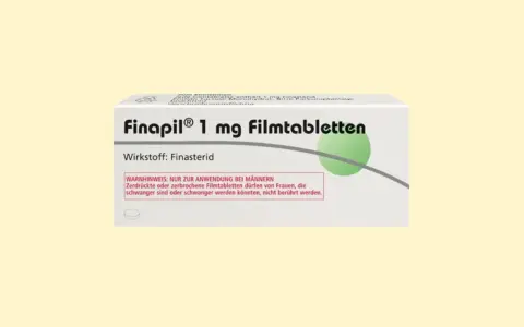 Opakowanie leku Finapil 1 mg z substancją czynną finasterydem. Stosowany u mężczyzn, ostrzeżenie dla kobiet w ciąży.