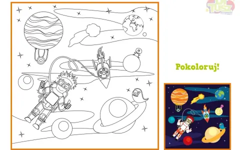 Kosmos do druku: astronauta, rakieta i planety czekają na Twoje kolory!