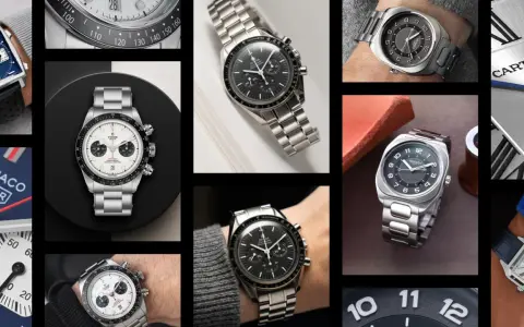 Kultowe zegarki męskie: Heuer Monaco, Omega Speedmaster, Tudor Chronograph, Hermes i Cartier.
