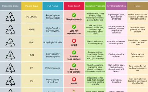 Plastic recycling codes: HDPE is safe for repeated use, making it a non toxic plastic choice for food storage.