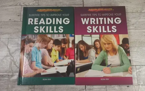Dwa podręczniki Rona Fry'a: "Reading Skills" i "Writing Skills", pomagające w nauce.