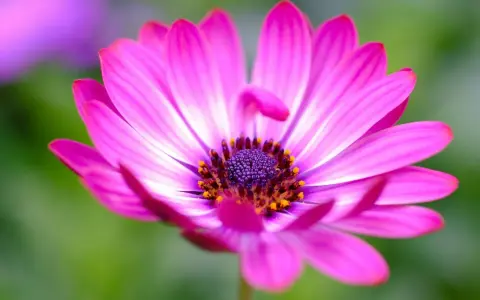 Una margarita rosa vibrante, símbolo del significado de las margaritas: inocencia y pureza.