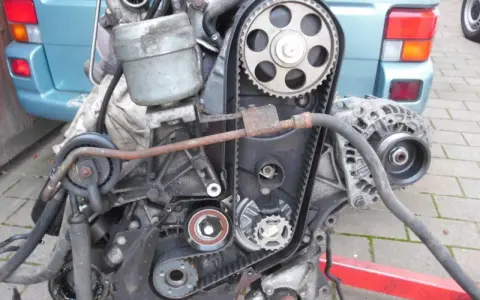 Motor mit sichtbarem t4 zahnriemen, Spannrolle und Lichtmaschine.
