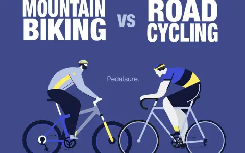 Illustration comparing mountain biking vs road cycling. A cyclist on a rugged bike faces a cyclist on a sleek road bike.