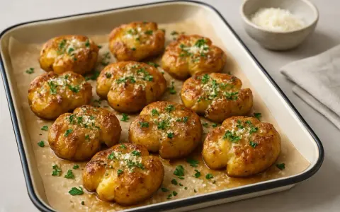 Krispiga, gyllene smashed potatoes med persilja och parmesan. Ett perfekt recept för ugnsrostade potatisar som passar till det mesta.
