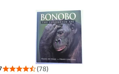 Okładka książki "Bonobo: The Forgotten Ape" z wizerunkiem małpy.
