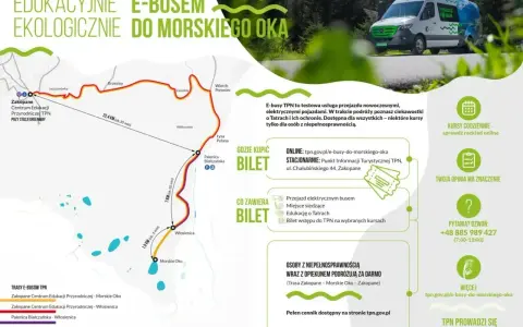 E-busy TPN do Morskiego Oka: sprawdź cennik i trasy na tpn.gov.pl. Ekologiczne przejazdy po Tatrach.