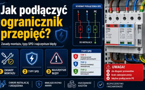 Schemat podłączenia ogranicznik przepięć T2. Wskazówki montażu, typy SPD i ostrzeżenia.