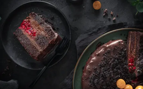 Saftiger Schokoladenkuchen mit Himbeerfüllung und Schokoladenglasur. Dieses schokoladige Rezept verspricht puren Genuss.