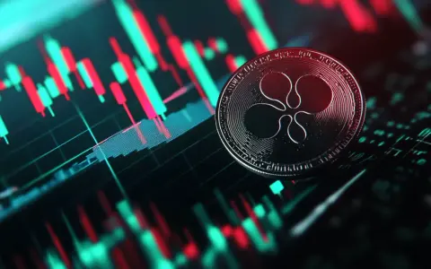 Moneta kryptowaluty Ripple (XRP) na tle wykresu świecowego. Analiza wykresów i prognozy cen kryptowalut to klucz do sukcesu w tym dynamicznym game.