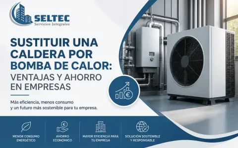 Instalación de una bomba de calor, una alternativa eficiente y sostenible a las calderas tradicionales para empresas.
