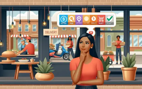 Mujer pensando en opciones de software de reparto a domicilio: entrega, velocidad, mapa, precio y fiabilidad.