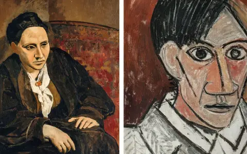 Deux portraits de Picasso, l'un d'une femme assise, l'autre d'un homme au regard intense, illustrant le cubisme.