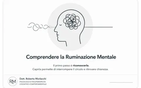Illustrazione di una testa con pensieri aggrovigliati, suggerendo la ruminazione depressiva. Capirla è il primo passo verso i rimedi.