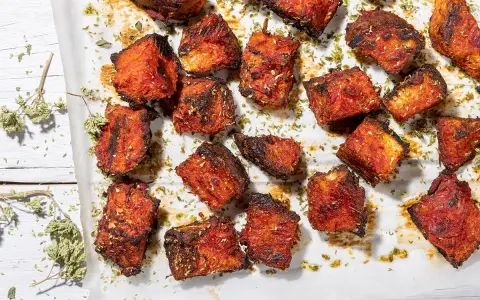 Cubetti di pane raffermo croccanti e dorati, conditi con erbe aromatiche. Perfetti per tante ricette con pane raffermo.