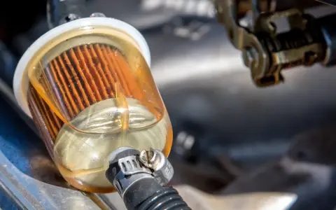 A dirty fuel filter, a common cause of bad fuel filter symptoms like engine sputtering and poor acceleration.