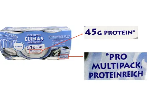 Elinas griechischer Joghurt, 0,1% Fett, 45g Protein pro Packung. Ein gesunder Genuss, proteinreich und lecker.