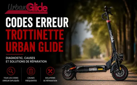 Codes erreur trottinette Urban Glide : diagnostic, causes et solutions de réparation. Si votre trottinette électrique s'allume que sur secteur, découvrez les explications.