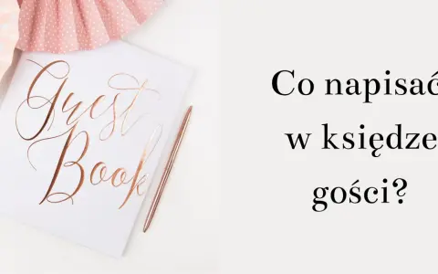Elegancka księga gości z napisem "Guest Book" i długopisem. Idealna na zapisanie wspomnień i cytatów z wyjątkowych chwil.