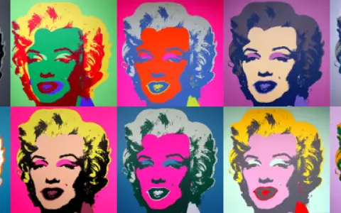 Marilyn Monroe en colores vibrantes, un clásico del pop art de Andy Warhol.