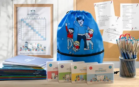 Wyprawka szkolna lista: gry edukacyjne, worek na buty, zeszyty i przybory plastyczne. Idealne do nauki tabliczki mnożenia.