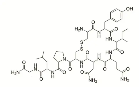 Struktura chemiczna oksytocyny.