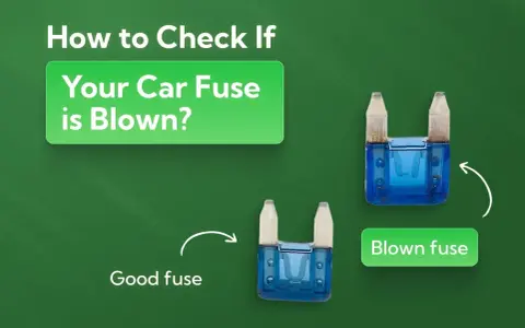 A good car fuse is shown next to a blown fuse, illustrating how to identify a blown fuse.
