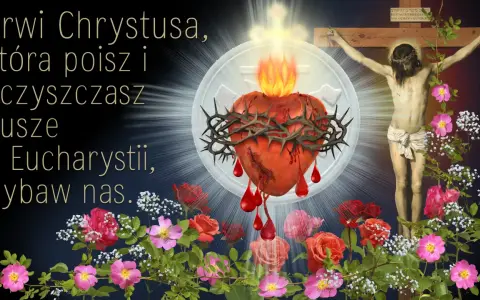 Serce Jezusa, z którego spływa krew, otoczone koroną cierniową, symbolizuje modlitwę za konających.