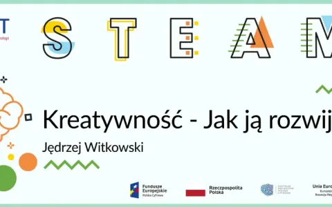 Kreatywność co to? Grafika z mózgiem i literami STEAM. Jędrzej Witkowski.